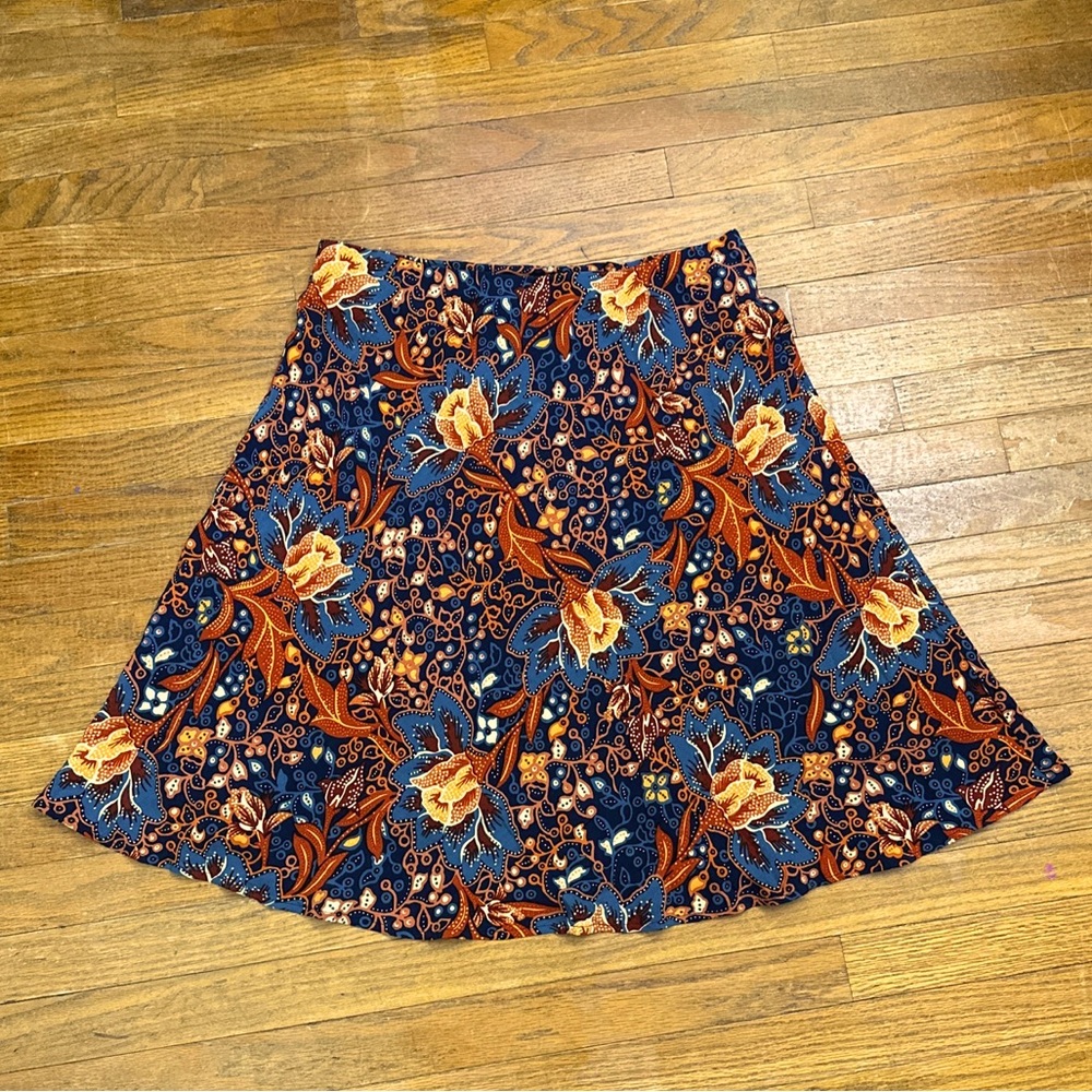 Anthropologie Sisters Gulassa Caterina Mini Floral Lined Skirt Large Blue Orange